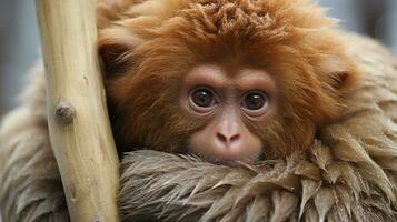 Foto von herzzerreißend zwei Uakari mit ein Betonung auf Ausdruck von Liebe. generativ ai