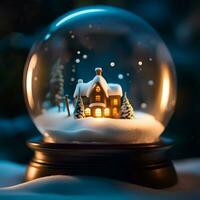 Schnee Globus mit ein Zuhause Winter Szene Innerhalb - - generiert Bild foto