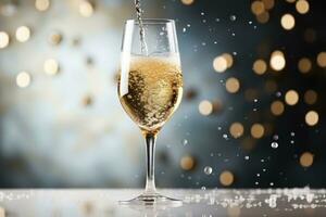 eisig Champagner Flöte Toasten das Neu Jahr isoliert auf ein Weiß Hintergrund foto