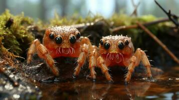 Foto von herzzerreißend zwei Spinnen mit ein Betonung auf Ausdruck von Liebe. generativ ai