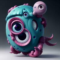 3d Illustration von Tentakel Auge Monster- ai generativ foto