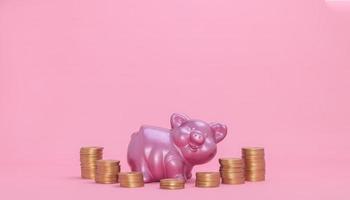 Konzept Sparschwein, Geld sparen, investieren, Aktien, finanzielles Wachstum