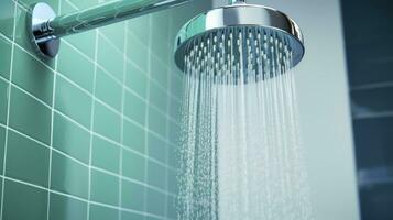 Wasser sparen Badezimmer Vorrichtungen, präsentieren effizient Wasserhähne und Wasser sparen Duschen. generativ ai foto