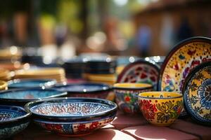 Spanisch Urlaub Markt mit faszinierend Keramik Hintergrund mit leeren Raum zum Text foto