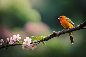 Foto Hintergrund das Himmel, Vogel, Blumen, Baum, Frühling, Natur, Frühling Blumen, Frühling. KI-generiert