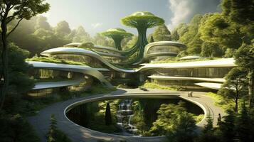 umweltfreundlich Grün die Architektur Design. ai generiert foto