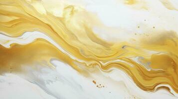 Flüssigkeit Marmor Design Hintergrund mit abstrakt Gemälde und Gold Spritzen Textur. ai generiert foto
