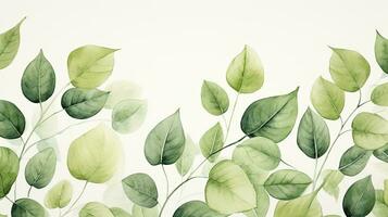schön Grün Aquarell Blätter Hintergrund. ai generiert foto