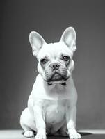 glücklich Französisch Bulldogge schwarz und Weiß einfarbig Foto im Studio Beleuchtung