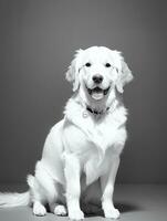 glücklich golden Retriever Hund schwarz und Weiß einfarbig Foto im Studio Beleuchtung