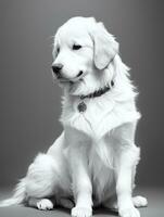 glücklich golden Retriever Hund schwarz und Weiß einfarbig Foto im Studio Beleuchtung