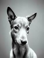 glücklich Windhund Hund schwarz und Weiß einfarbig Foto im Studio Beleuchtung