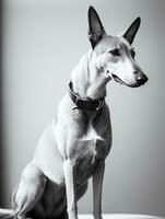 glücklich Windhund Hund schwarz und Weiß einfarbig Foto im Studio Beleuchtung