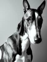 glücklich Windhund Hund schwarz und Weiß einfarbig Foto im Studio Beleuchtung