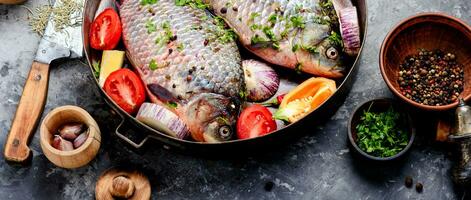 roh Fisch und Essen Zutaten foto