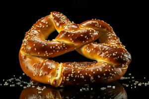 Sanft gebacken Brezel mit Sesam Samen. generieren ai foto