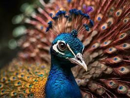 vermitteln das Geheimnisse von ein mysteriös Pfau durch das Linse, Erfassen es ist fantasievoll Aura foto