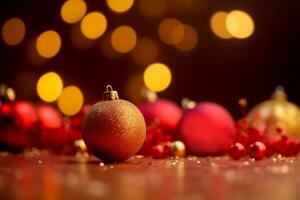 rot und Gold Weihnachten Ball mögen ein Weihnachten Hintergrund foto