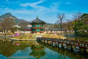 Hyangwonjeong Pavillon, gyeongbokgung Palast, Seoul, Süd Korea foto