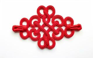 Chinesisch Ornament, ein rot Knoten isoliert auf Weiß Hintergrund. ai generativ foto