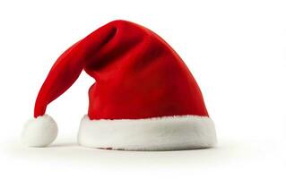 Weihnachten rot Santa's Hut mit Nein Dekoration isoliert auf ein Weiß Hintergrund. ai generativ foto