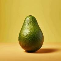 ein Avocado auf ein Gelb Hintergrund generiert mit ai foto