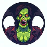 ai generiert Zombie Untote Porträt Benutzerbild Clip Kunst Spieler Symbol Aufkleber Dekoration einfach Hintergrund foto