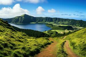 schön Landschaft von Azoren Inseln ai generiert foto