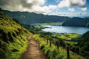 schön Landschaft von Azoren Inseln ai generiert foto