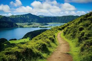 schön Landschaft von Azoren Inseln ai generiert foto