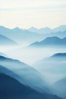 ai generiert schön Landschaft von Berge im nebelig Morgen Schönheit im Natur. foto