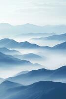 ai generiert schön Landschaft von Berge im nebelig Morgen Schönheit im Natur. foto