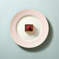 Schokolade Dessert auf Teller Minimalismus. hoch Qualität. ai generativ foto