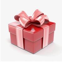 ein rot Geschenk Box mit ein Bogen auf es generiert mit ai foto