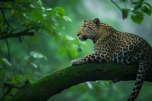 Leopard Baum Ast. generieren ai foto