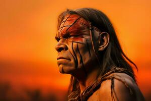 Neandertaler Mann Gesicht Porträt. generieren ai foto