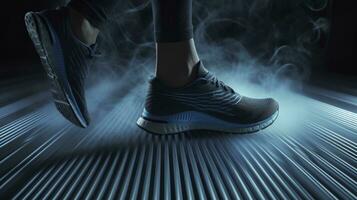 Laufen Schuhe mit Neon- Beleuchtung. generativ ai foto