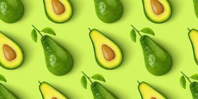 Avocado nahtlos Muster isoliert auf Grün Hintergrund foto