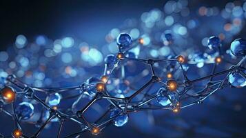molekular Struktur Blau Zellen Hintergrund frisch Stil, generativ ai foto