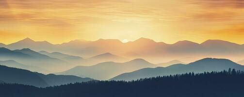 Berg Landschaft beim Sonnenuntergang, generativ ai foto