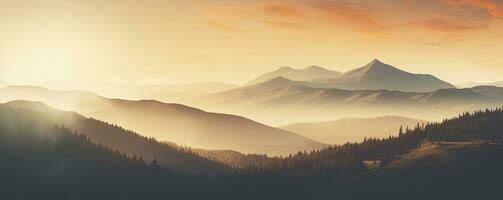 Berg Landschaft beim Sonnenuntergang, generativ ai foto