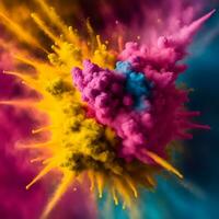 außergewöhnlich Explosion farbig Farbe Kunst. generativ ai foto