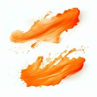 ai generiert elegant Orange Wimperntusche Bürste Satz. Sammlung von Grunge Farbe Textur foto