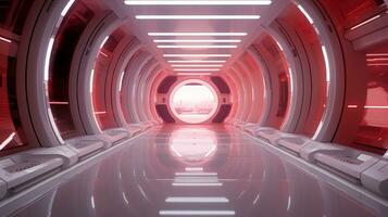 ai generiert leeren futuristisch Tunnel. Technologie Design. foto