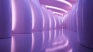ai generiert leeren lila Tunnel. Technologie futuristisch Hintergrund. foto