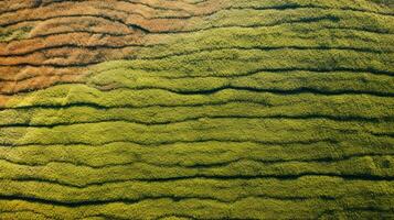 ai generiert Tee Plantage Landschaft, oben Aussicht Textur foto