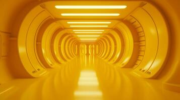 ai generiert leeren Gelb Tunnel. Technologie futuristisch Hintergrund. foto