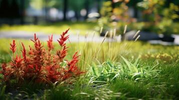 ai generiert Blume blühen Grün Blatt Flussufer ai generiert foto