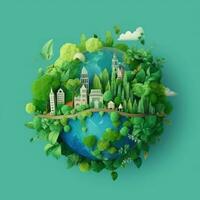 Ökologie Konzept. Grün Planet mit Bäume foto
