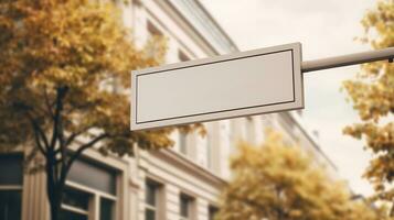 ai generiert generativ ai, Kaffee Geschäft Straße Schild spotten oben zum Logo Design, Marke Präsentation, ästhetisch stumm geschaltet neutral Farben, auf das Mauer draussen foto